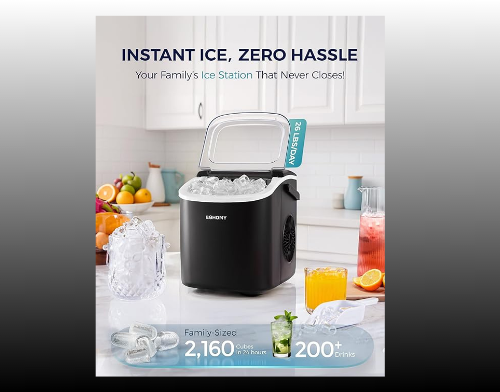 EUHOMY – Máquina de Hacer Hielo con Asa: Electrodoméstico Ideal para Refrigeradores y Congeladores, Hielo Rápido y Práctico
